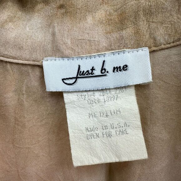 Vintage Y2K 90s Ruched Collared Polo Beige Tie Dye Long Sleeve Top Size M - Picture 6 of 8